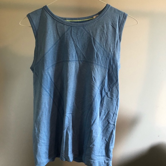 blue muscle tank from ivivva with green wording - Picture 1 of 2